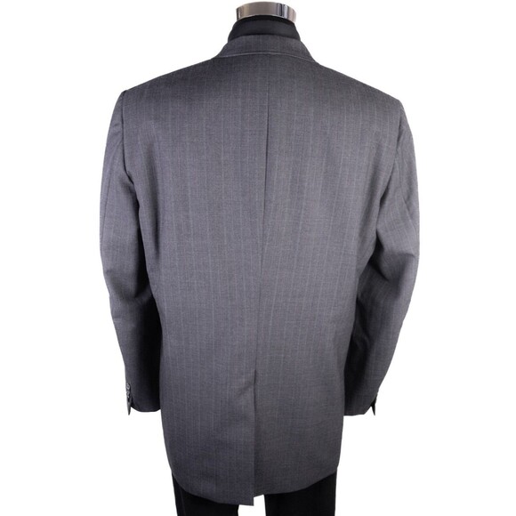 Hickey Freeman Mens 48L 2buttn  Gray Wool Blazer Sport Coat Suit Jacket Striped - Picture 8 of 14